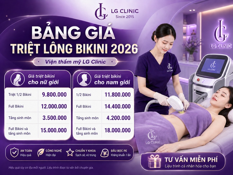 bảng giá triệt lông vùng kín 2026