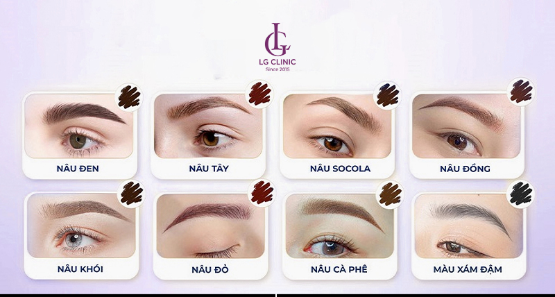 Các màu sắc lông mày phổ biến hiện nay
