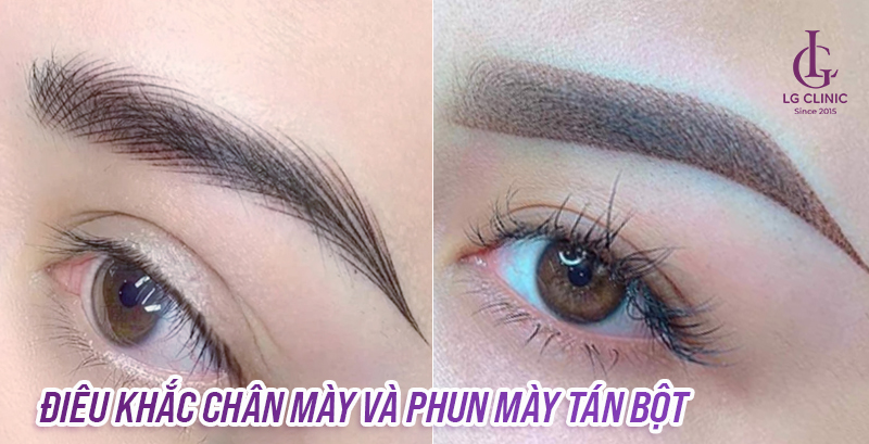 So sánh điêu khắc chân mày và phun mày tán bột