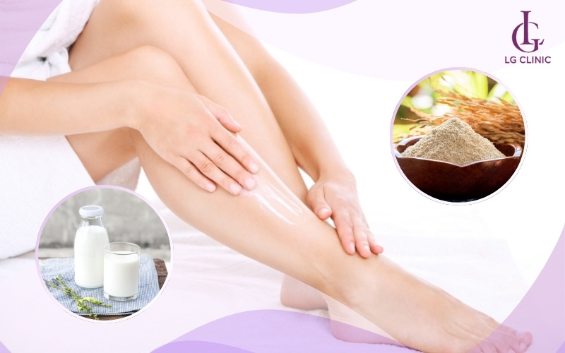 Cách làm chân trắng để mặc váy bằng bột cám gạo với sữa tươi