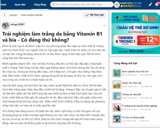 Review trên diễn đàn Webtretho