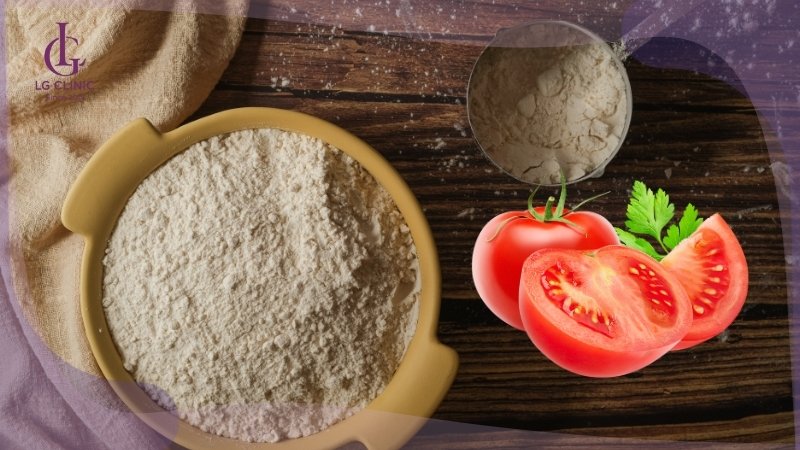 cách lm mặt nạ trắng da tại nhà bằng bột gạo và cà chua