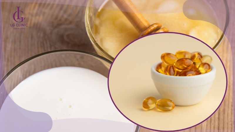 làm trắng da bằng vitamin E sữa tươi và mật ong