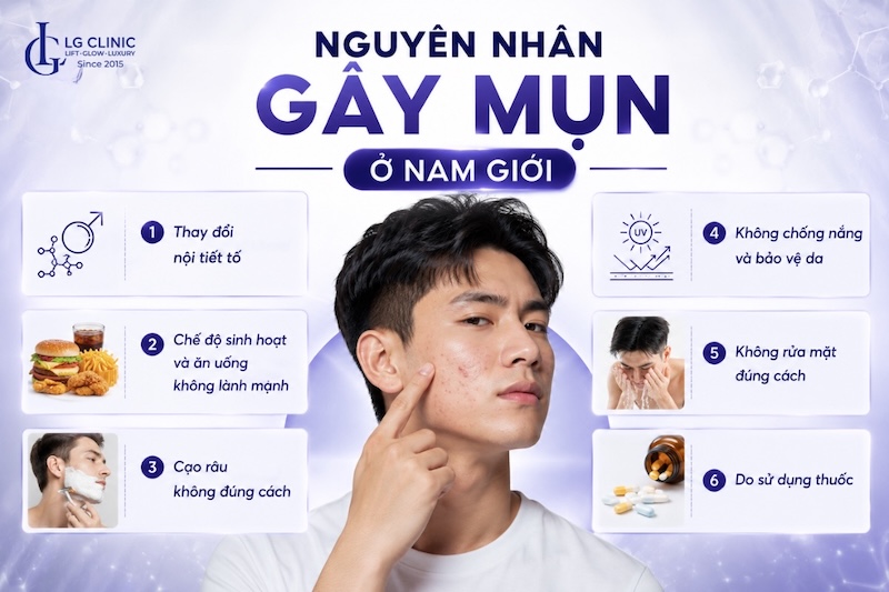 nguyên nhân gây mụn ở nam giới
