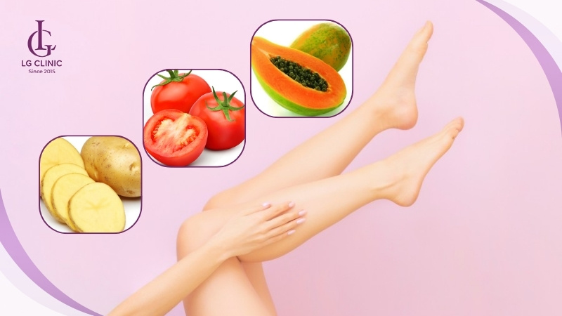Các nguyên liệu tự nhiên như cà chua, đu đủ, khoai tây giúp làm rụng lông chân hiệu quả mà không gây đau rát