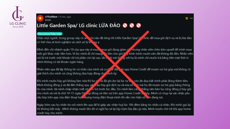 Tin đồn vô căn cứ về việc Little Garden Spa tự lấy thông tin khách hàng đăng ký trả góp
