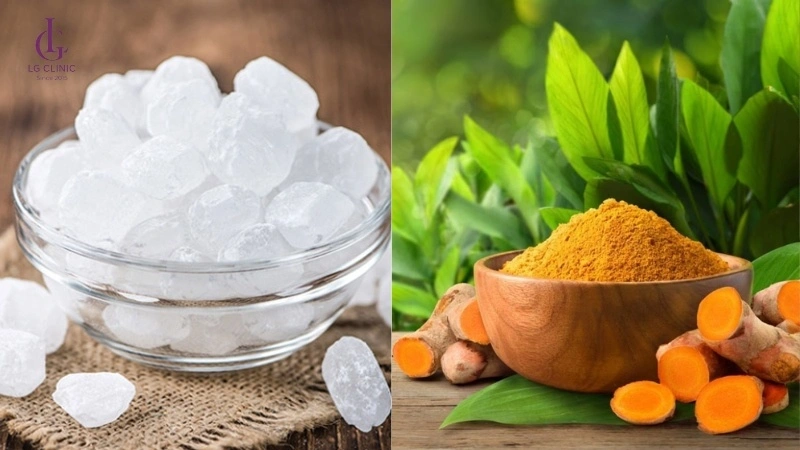 phèn chua và bột nghệ