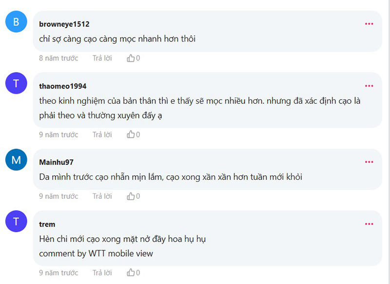 Review cạo lông mặt có tốt không từ diễn đàn Webtretho