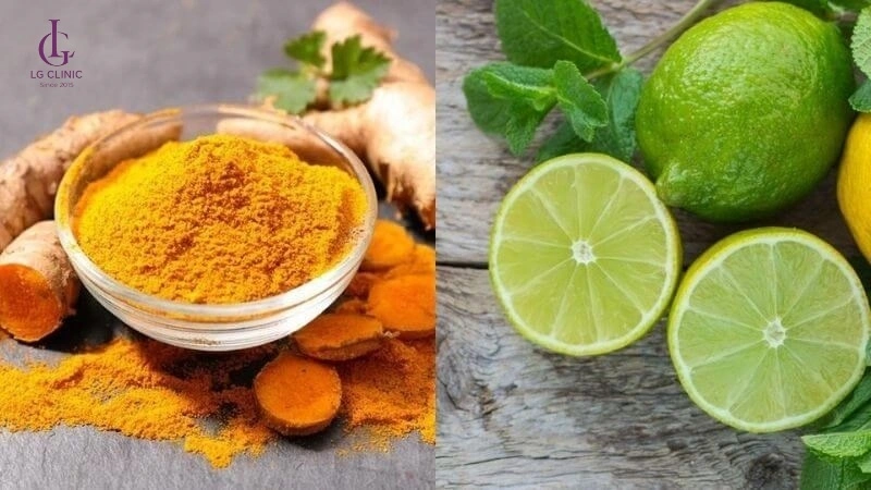 bột nghệ tươi và chanh