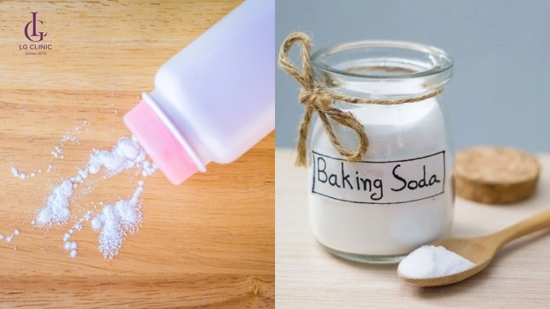 phấn rôm và baking soda