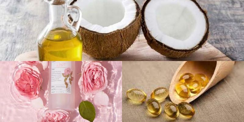 Trị thâm vùng kín bằng dầu dừa, Vitamin E và nước hoa hồng