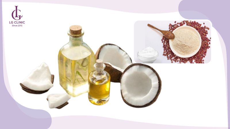 Bột đậu đỏ kết hợp dầu dừa dưỡng ẩm cho da