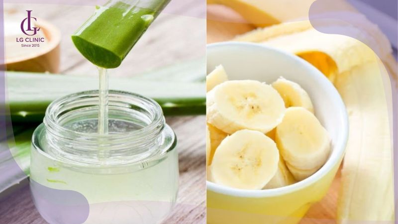 cách làm nha đam đắp mặt trắng da với chuối