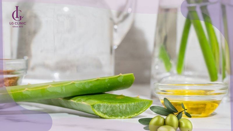 cách làm nha đam đắp mặt trắng da với dầu Oliu