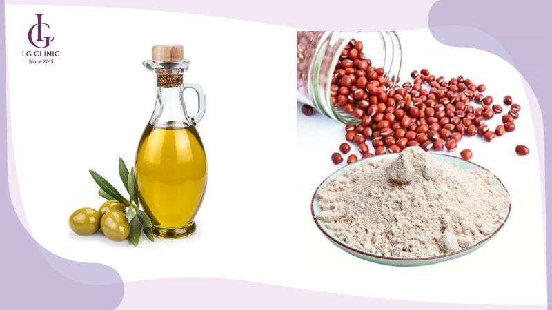 Cách tắm trắng bằng bột đậu đỏ và cám gạo cùng dầu oliu