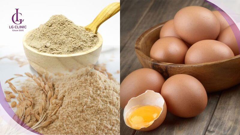 cám gạo và lòng trắng trứng gà giúp da căng mịn