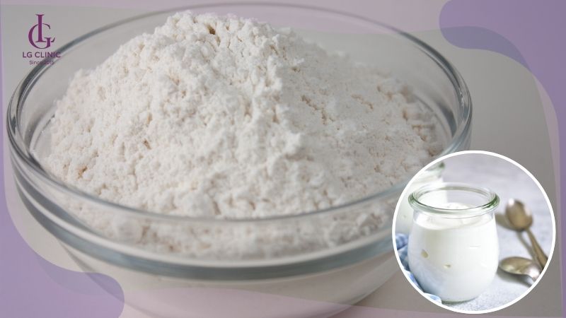 làm trắng da bằng bột mì với sữa chua