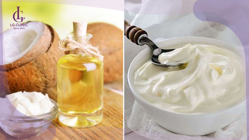 làm trắng da bằng dầu dừa và sữa chua