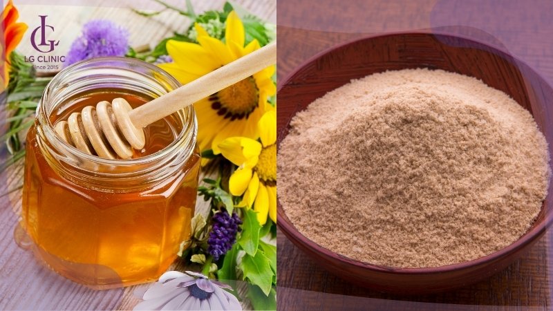 làm trắng da body sau sinh bằng bột cám gạo và mật ong