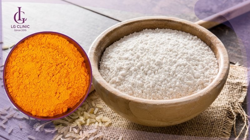 làm trắng da sau sinh bằng nghệ và bột gạo