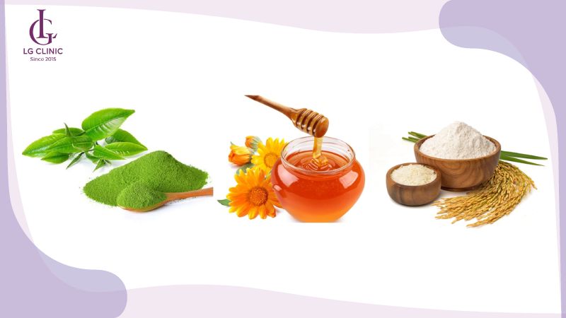 tắm trắng bằng trà xanh, bột cám gạo và mật ong