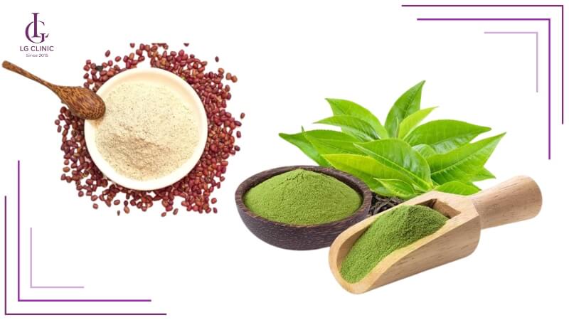 tắm trắng bằng trà xanh và bột đậu đỏ