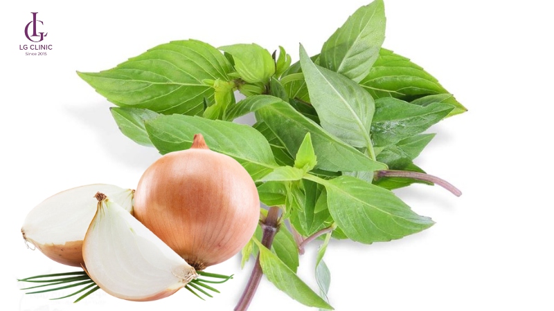 húng quế và hành tây