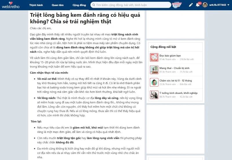 bài viết về cách triệt lông nách bằng kem đánh răng