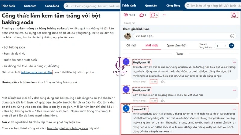 Chia sẻ phương pháp làm trắng da baking soda trên diễn đàn webtretho