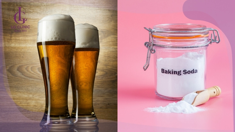 baking soda làm trắng da toàn thân với bia