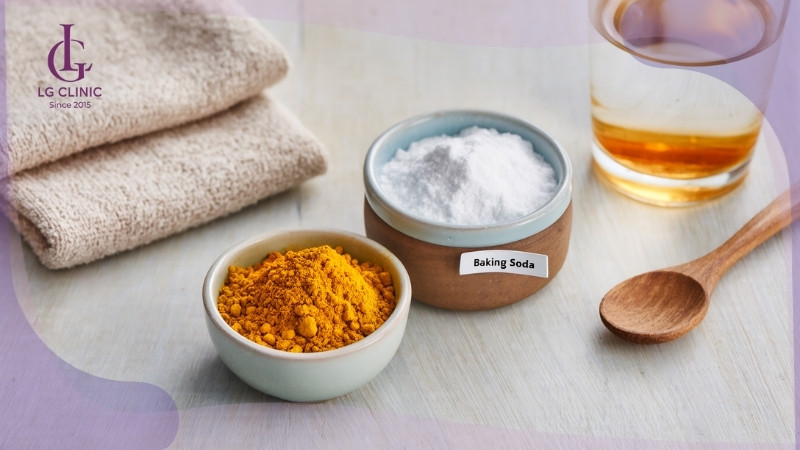 baking soda làm trắng da toàn thân với bột nghệ
