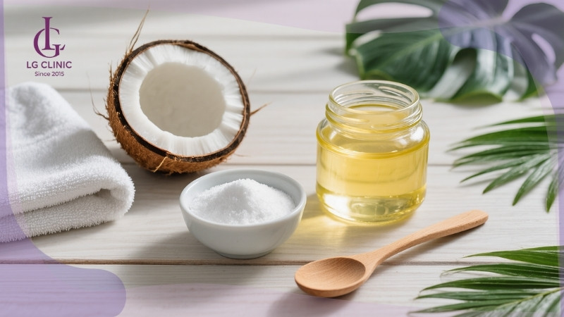 baking soda làm trắng da toàn thân với dầu dừa