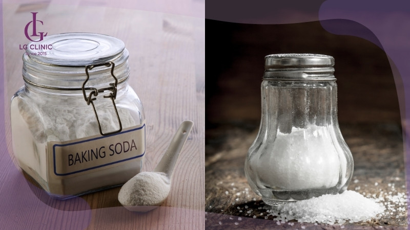 baking soda làm trắng da toàn thân với muối biển