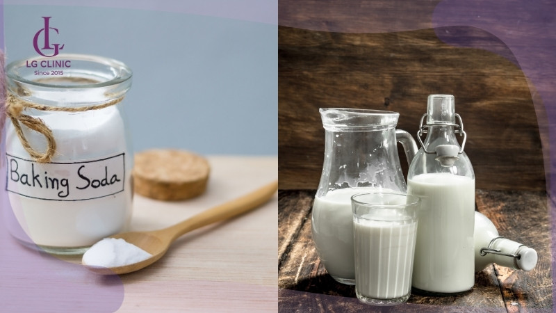baking soda làm trắng da toàn thân với sữa tươi