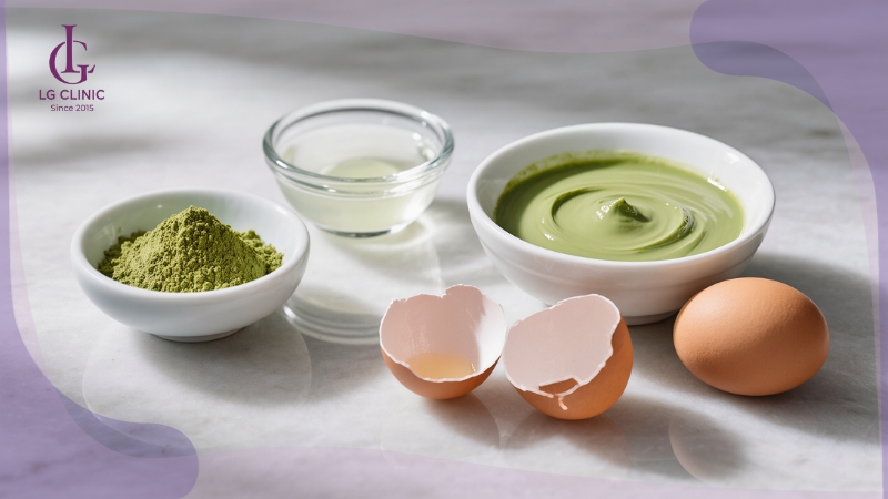 cách làm mặt nạ trắng da từ bột trà xanh và lòng trắng trứng
