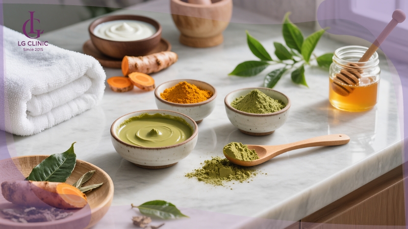 cách làm mặt nạ trắng da từ bột trà xanh và nghệ