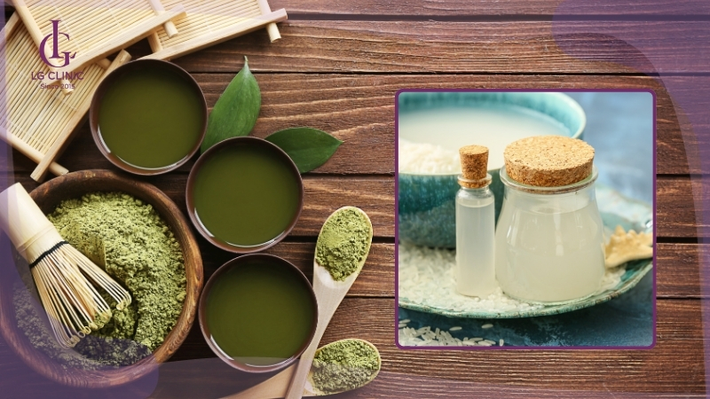 cách làm mặt nạ trắng da từ bột trà xanh và nước vo gạo