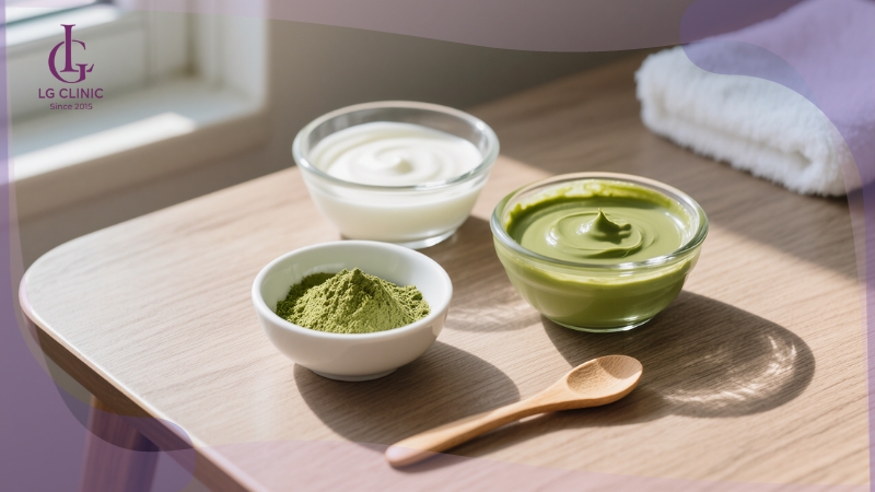 cách làm mặt nạ trắng da từ bột trà xanh và sữa chua