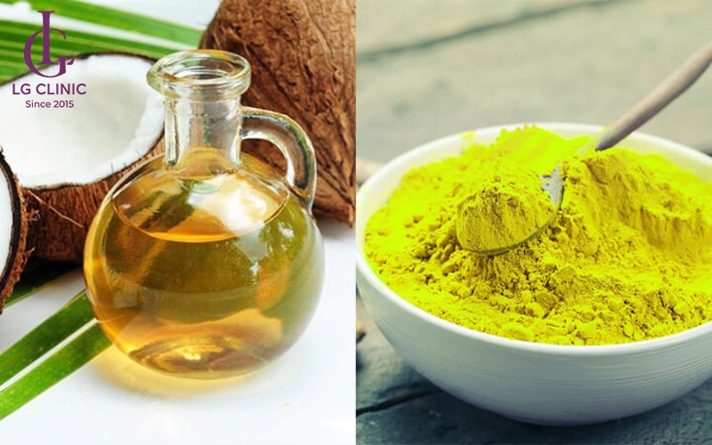 Dầu dừa và tinh bột nghệ