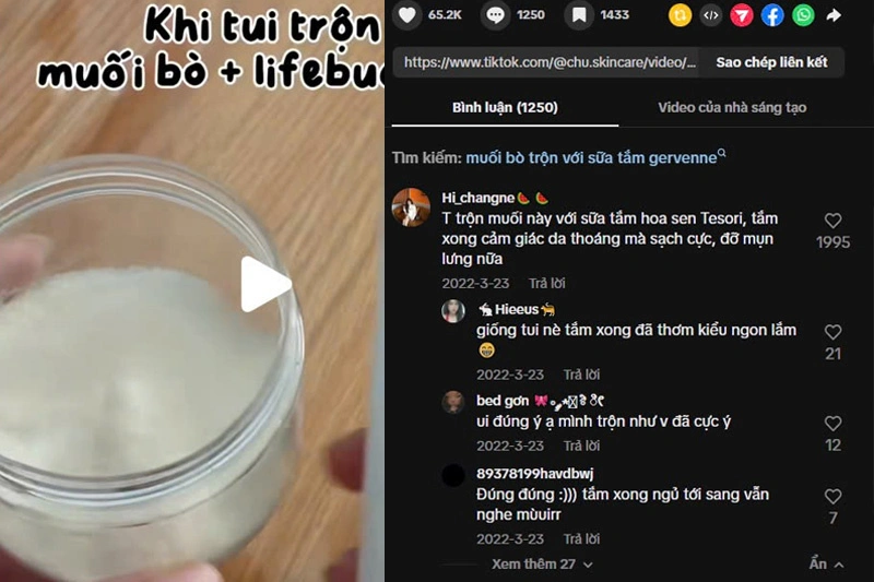 Review cách làm trắng da với muối trên Tiktok