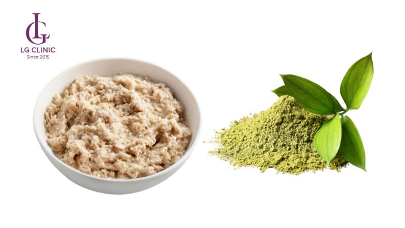 Bột yến mạch và bột trà xanh