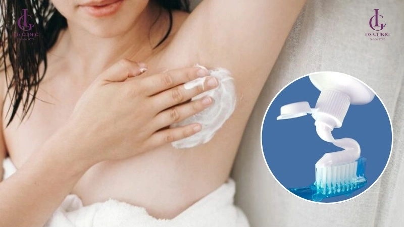 cách triệt lông nách bằng kem đánh răng