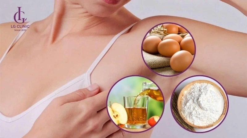 hỗn hợp trứng gà, giấm táo, bột gạo đánh bay lông nách