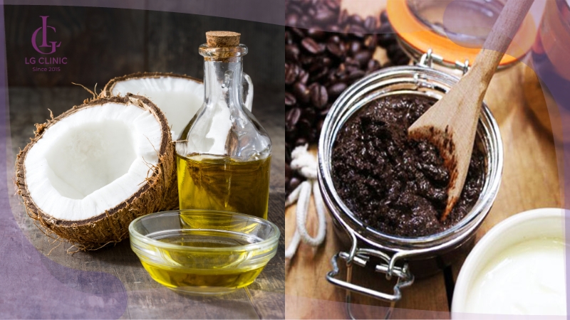 làm trắng da mặt bằng bã cà phê và dầu dừa