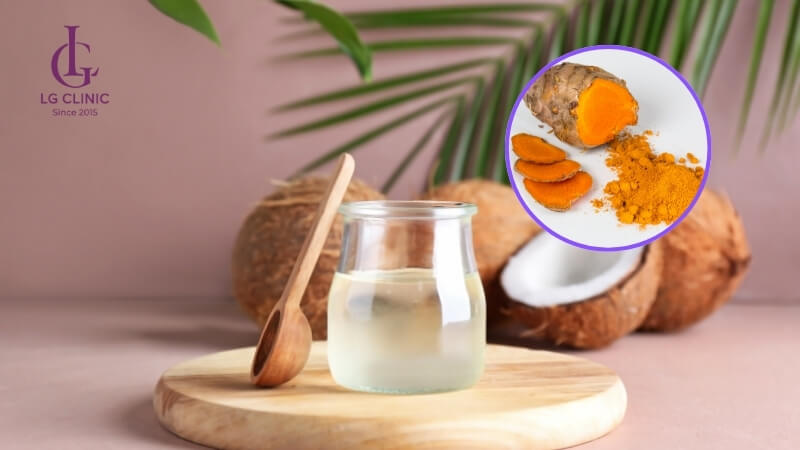 Làm trắng da toàn thân sau sinh bằng nghệ tươi và dầu dừa giúp da mềm ẩm, mờ thâm hiệu quả.