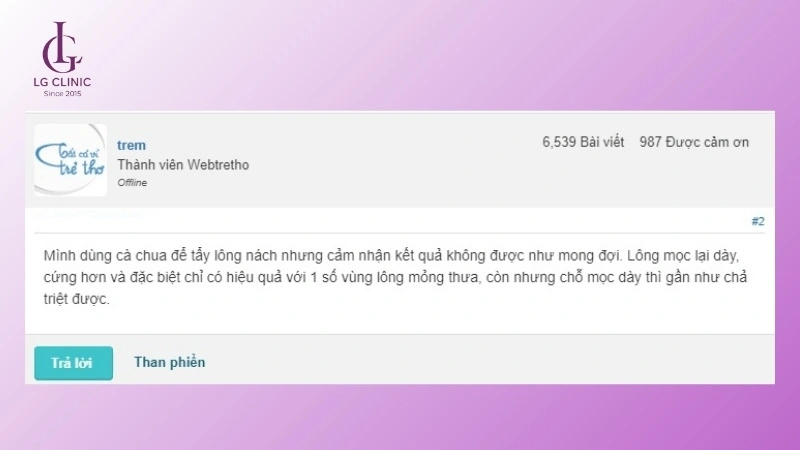 review thực tế về hiệu quả khi tẩy lông nách bằng cà chua