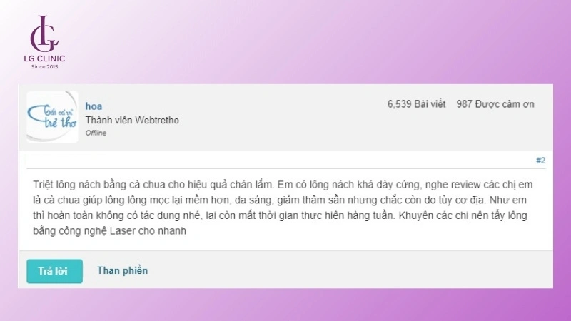 review thực tế về hiệu quả khi triệt lông nách bằng cà chua