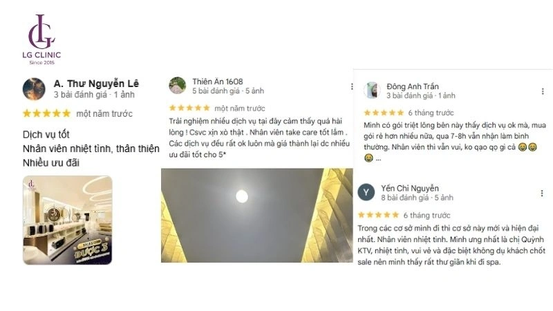 hài lòng sau khi triệt tại spa lg clinic quận 2