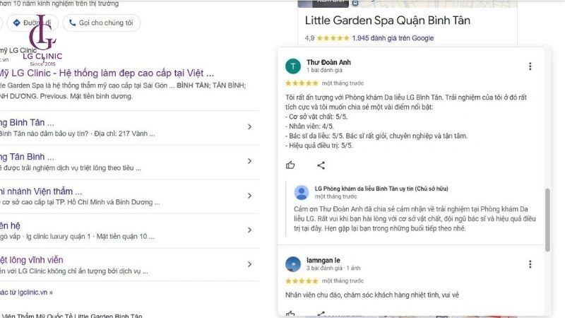 đánh giá google map spa triệt lông quận 6