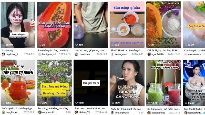 Review tắm trắng bằng đu đủ trên diễn đàn tiktok